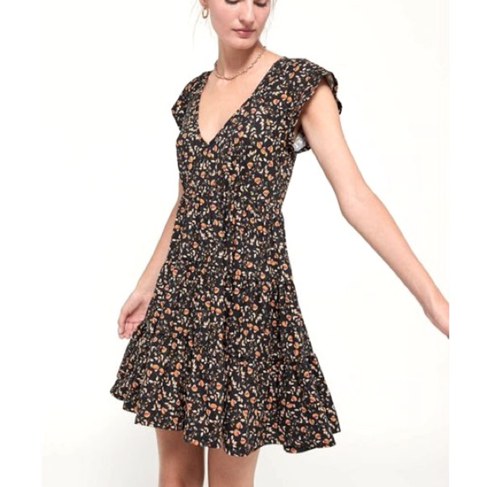 Urban Outfitters Black Floral Mini Dress